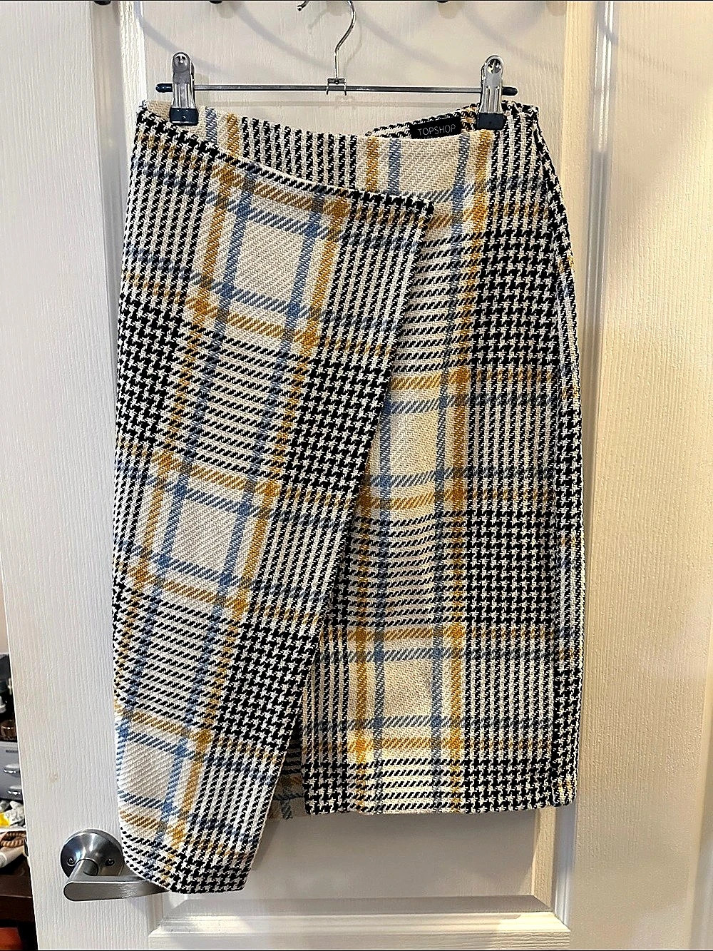 Topshop Tweed Plaid Midi Skirt US 4